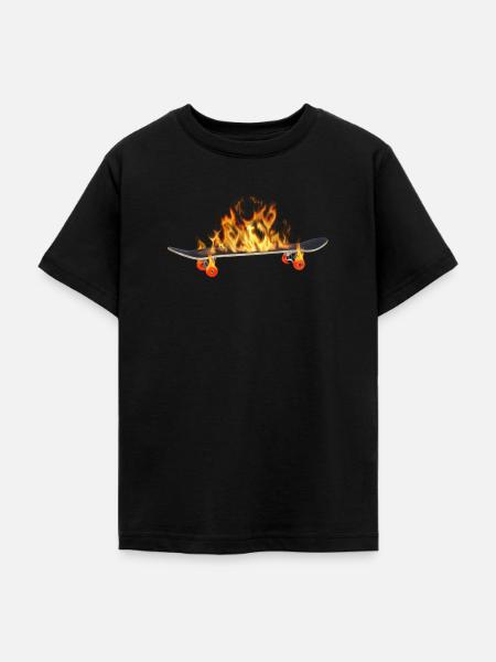 Burning Skatebord - Teenager T-Shirt - Schwarz