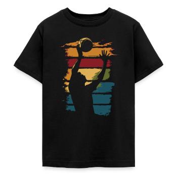 Volleyball Vintage Silhouette Volleyballspieler - Teenager T-Shirt - Schwarz - Vorne - AI Model Teenager Male light (155cm)