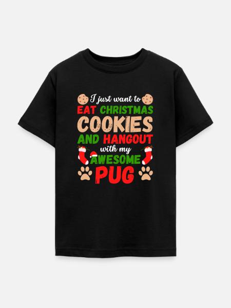 Weihnachten Mops Kekse - Teenager T-Shirt - Schwarz