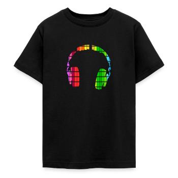 Hoofdtelefoon, koptelefoon, DJ, Equalizer, geschenk, Disco - Teenager T-shirt - zwart - Voor - AI Model Teenager Male light (155cm)