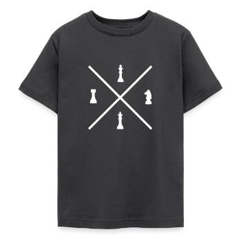 Croix d’échecs - Chess, Roi, Dame, Cheval - T-shirt Ado - charbon - Devant - AI Model Teenager Male light (155cm)