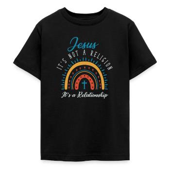 Jésus, ce n’est pas une religion C’est une relation - T-shirt Ado - noir - Devant - AI Model Teenager Male light (155cm)