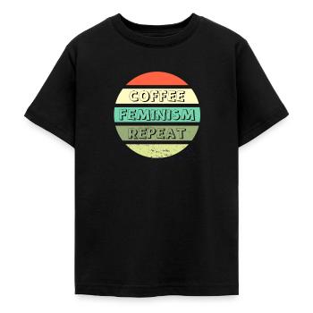 Coffee Feminism Repeat - Teenage T-Shirt - black - Front - AI Model Teenager Male light (155cm)