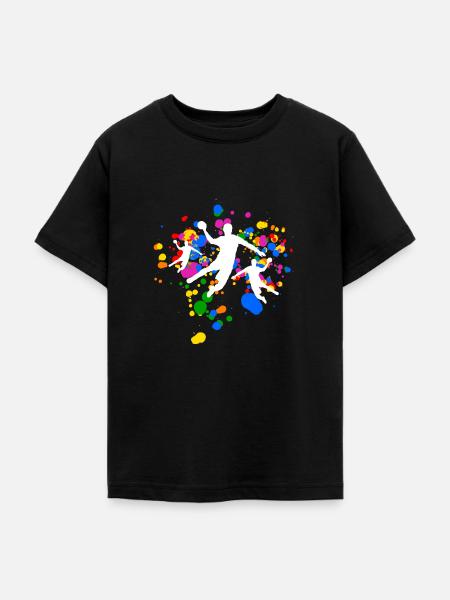 Handball mit buntem Feuerwerk - Teenager T-Shirt - Schwarz