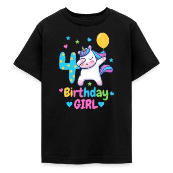 Einhorn zum 4. Geburtstag - Teenager T-Shirt - Schwarz - Vorne - AI Model Teenager Male light (155cm)