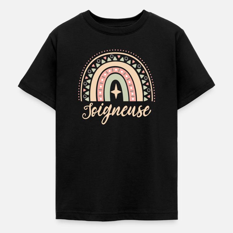 Cadeau Soigneuse. Boho Rainbow soigneuse. - T-shirt Ado - noir
