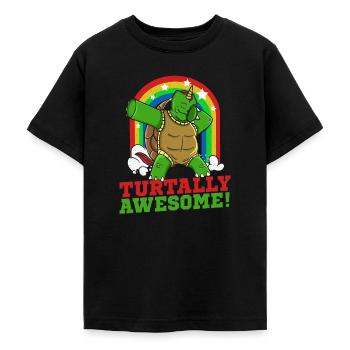 Tortue barbotante TURTALLY GÉNIAL Tortue de mer drôle - T-shirt Ado - noir - Devant - AI Model Teenager Male light (155cm)