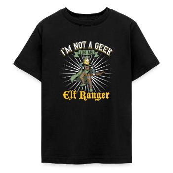 Kein geek - D20 Rollenspiel Charakter - Waldläufer - Teenager T-Shirt - Schwarz - Vorne - AI Model Teenager Male light (155cm)