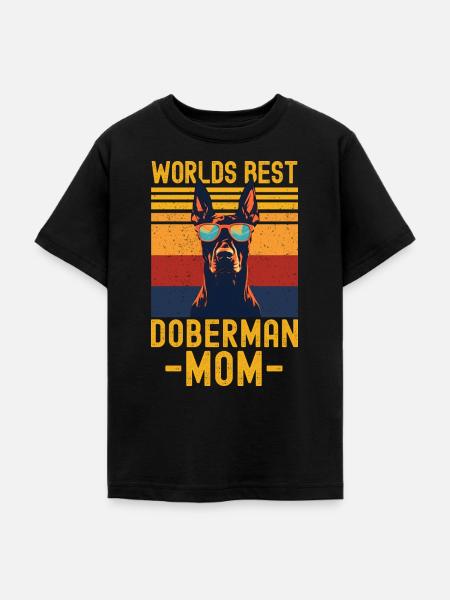 Dobermann mit sonnenbrille retro - Teenager T-Shirt - Schwarz