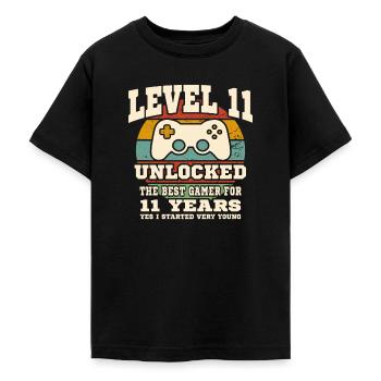Level 11 unlocked - 11th anniversary - Teenage T-Shirt - black - Front - AI Model Teenager Male light (155cm)