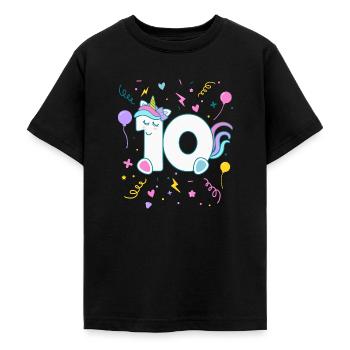 10. Geburtstag Einhorn Zahl Kindergeburtstag - Teenager T-Shirt - Schwarz - Vorne - AI Model Teenager Male light (155cm)