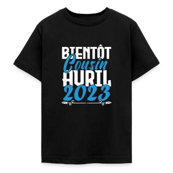Annonce grossesse. bientôt Cousin Avril 2023. - T-shirt Ado - noir - Devant - AI Model Teenager Male light (155cm)