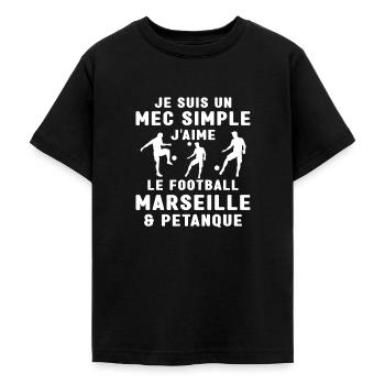 Mec Simple Marseillais Pétanque Amateur Football - T-shirt Ado - noir - Devant - AI Model Teenager Male light (155cm)