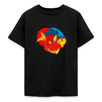 Koi Fish Japan Japanese Art - Teenage T-Shirt - black - Front - AI Model Teenager Male light (155cm)