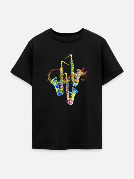 Saxophon - Teenager T-Shirt - Schwarz