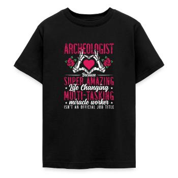 Archaeology Archaeologist Bec Fossil Archaeologist - Teenage T-Shirt - black - Front - AI Model Teenager Male light (155cm)