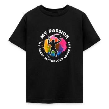 Greek Mythology Lover My Passion My Mythology God - Teenage T-Shirt - black - Front - AI Model Teenager Male light (155cm)