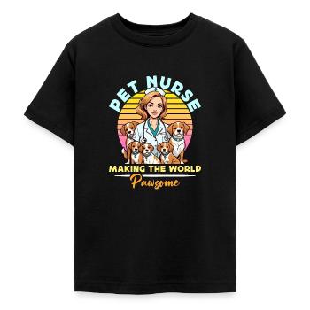 Infirmière vétérinaire Infirmière pour animaux de compagnie Faisant Amoureux des animaux - T-shirt Ado - noir - Devant - AI Model Teenager Male light (155cm)