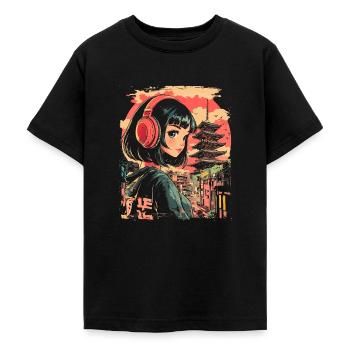 Anime Mädchen Japan - Teenager T-Shirt - Schwarz - Vorne - AI Model Teenager Male light (155cm)