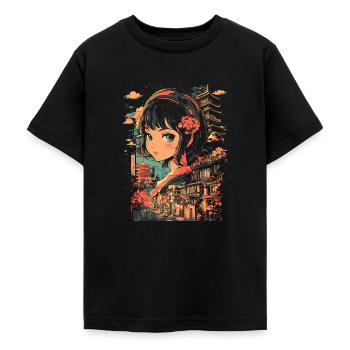 Anime Mädchen Japan - Teenager T-Shirt - Schwarz - Vorne - AI Model Teenager Male light (155cm)