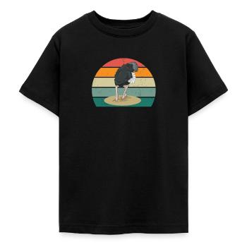 strauße laufvögel laufvogel vogel strauß afrika - Teenager T-Shirt - Schwarz - Vorne - AI Model Teenager Male light (155cm)