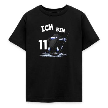 Ich bin 11 Jahre Eishockey Puck 11. Geburtstag - Teenager T-Shirt - Schwarz - Vorne - AI Model Teenager Male light (155cm)