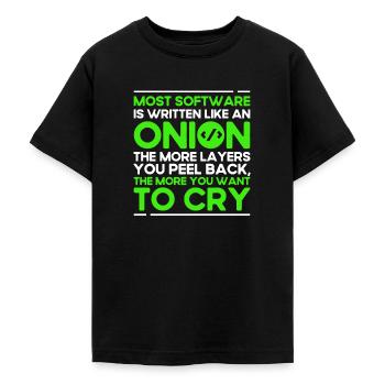 Most Software Is Written Like An Onion Software-En - Teenage T-Shirt - black - Front - AI Model Teenager Male light (155cm)