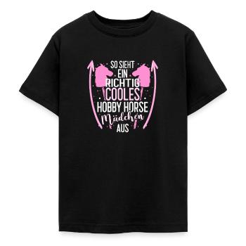 Hobby Horse Mädchen Hobbyhorsing Pferd Geschenk - Teenager T-Shirt - Schwarz - Vorne - AI Model Teenager Male light (155cm)