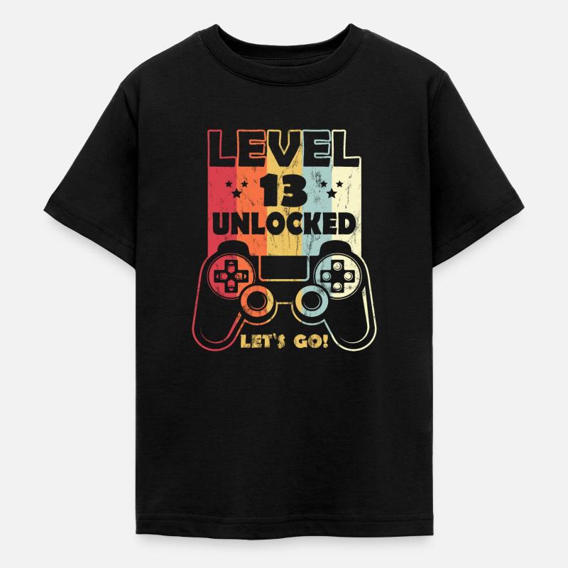 NIVEAU 13 débloqué Allons-y! Anniversaire 13 ans - T-shirt Ado - noir