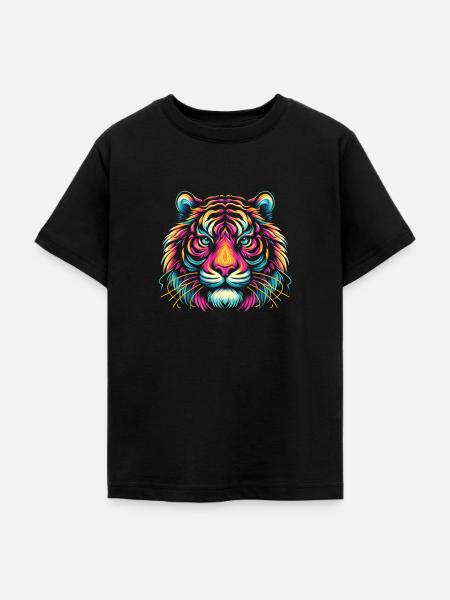 Tiger Gesicht, Bunte Tierkunst, Tiger - Teenager T-Shirt - Schwarz