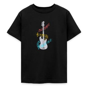Bass guitar electric guitar - Teenage T-Shirt - black - Front - AI Model Teenager Male light (155cm)
