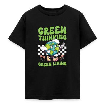Jour de la Terre Groovy Hippie Années 70 Rétro Rétro - T-shirt Ado - noir - Devant - AI Model Teenager Male light (155cm)