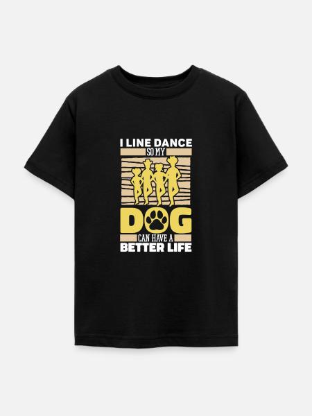 Line Dance Hund - Teenager T-Shirt - Schwarz