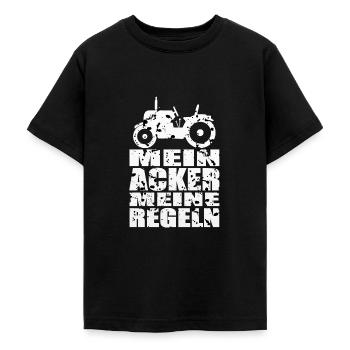 Mein Acker meine Regeln, lustiges Landwirt Shirt - Teenager T-Shirt - Schwarz - Vorne - AI Model Teenager Male light (155cm)