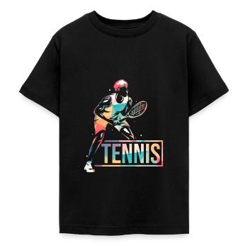Tennis Sport Cadeau - T-shirt Ado - noir - Devant - AI Model Teenager Male light (155cm)