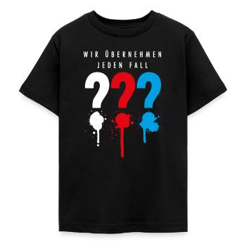 Die Drei ??? Wir übernehmen jeden Fall - Teenager T-Shirt - Schwarz - Vorne - AI Model Teenager Male light (155cm)