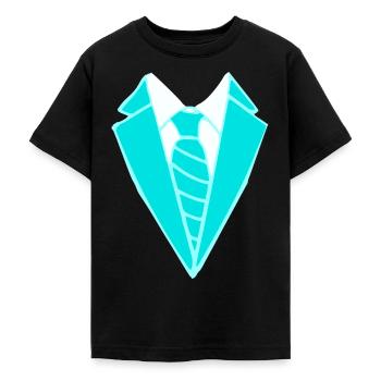 Costume Cravate Art Turquoise - T-shirt Ado - noir - Devant - AI Model Teenager Male light (155cm)