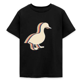 Canard Oie Rétro Line Art - T-shirt Ado - noir - Devant - AI Model Teenager Male light (155cm)