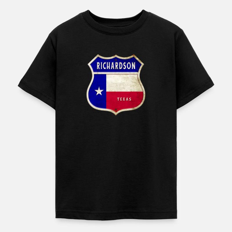 Design du drapeau Richardson Texas Crest - T-shirt Ado - noir