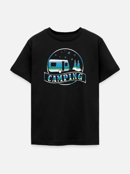 Camping Caravan Wald - Teenager T-Shirt - Schwarz