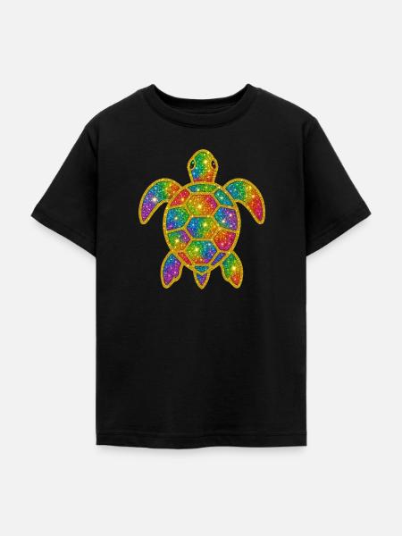 Regenbogen Glitzer Schildkröte - Teenager T-Shirt - Schwarz