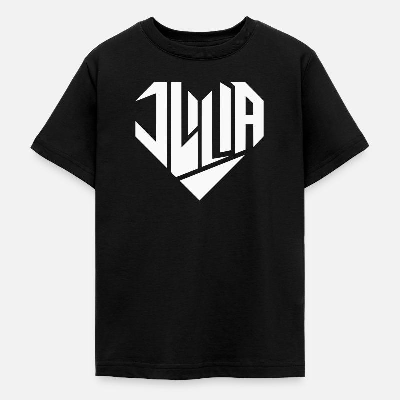 Julia Nom Design Coeur Design - Couleur Variable - T-shirt Ado - noir