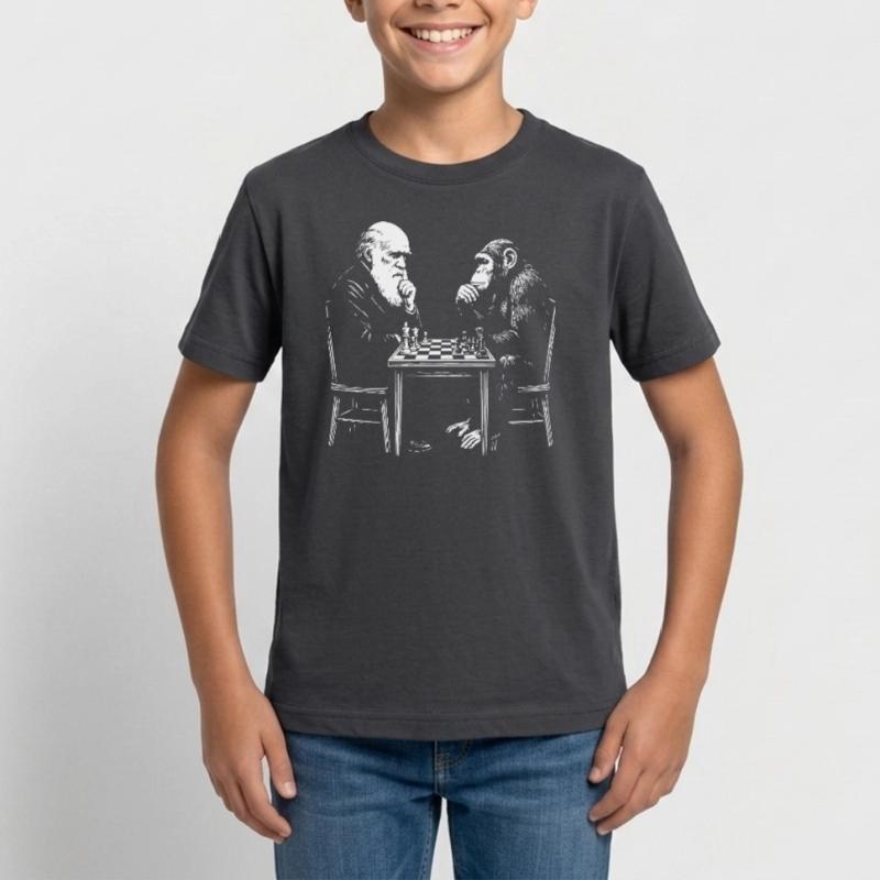 Darwin joue aux échecs avec un singe - Jeu d’évolution T-shirt Ado