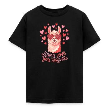 Llama Love You Forever Süßes Alpaka-Tier - Teenager T-Shirt - Schwarz - Vorne - AI Model Teenager Male light (155cm)