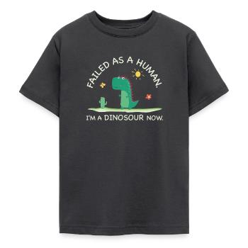 Échoué en tant qu’humain – Je suis un dinosaure maintenant - T-shirt Ado - charbon - Devant - AI Model Teenager Male light (155cm)
