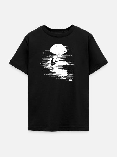 Fischen Grafik - Teenager T-Shirt - Schwarz