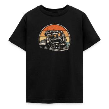 Lokomotive Eisenbahn Dampflok Modelleisenbahn - Teenager T-Shirt - Schwarz - Vorne - AI Model Teenager Male light (155cm)