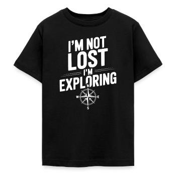 Ich bin nicht verloren, ich erkunde. - Teenager T-Shirt - Schwarz - Vorne - AI Model Teenager Male light (155cm)