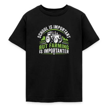 Schule ist wichtig, aber Landwirtschaft ist wichtiger - Teenager T-Shirt - Schwarz - Vorne - AI Model Teenager Male light (155cm)