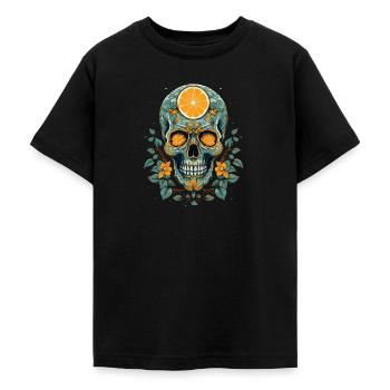 Skull and crossbones with lemon - Teenage T-Shirt - black - Front - AI Model Teenager Male light (155cm)